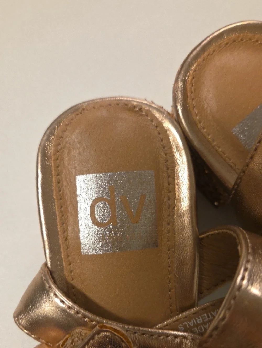DV by Dolce Vita Rose Gold Glitter Block Heel Sandals